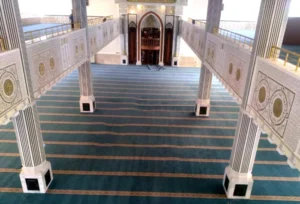 Custom-designed sajjada carpet by Pamchal for modern mosque interiors